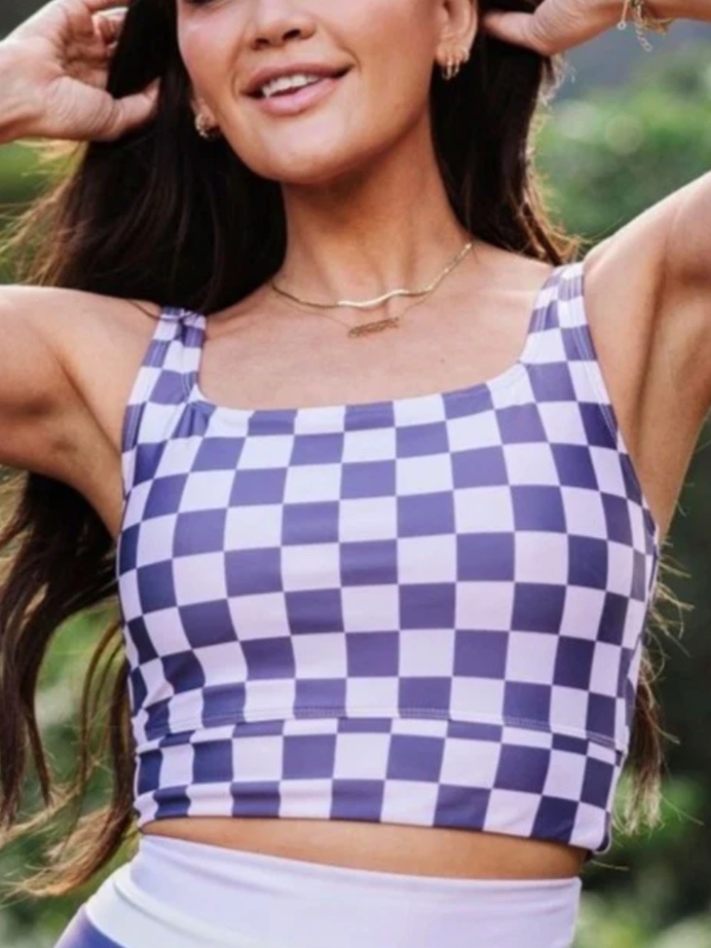 Livy & Kate Purple Check Beach Crop Swim Top size Medium